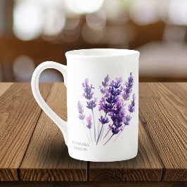 Caneca De Porcelana Desenho Floral de Lavanda