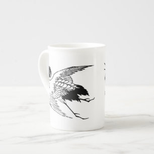 Caneca De Porcelana Desenho japonês do vintage de um guindaste