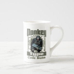 Caneca De Porcelana Desenvolvedor Full-Stack Divertido, Tipo Macaco, C