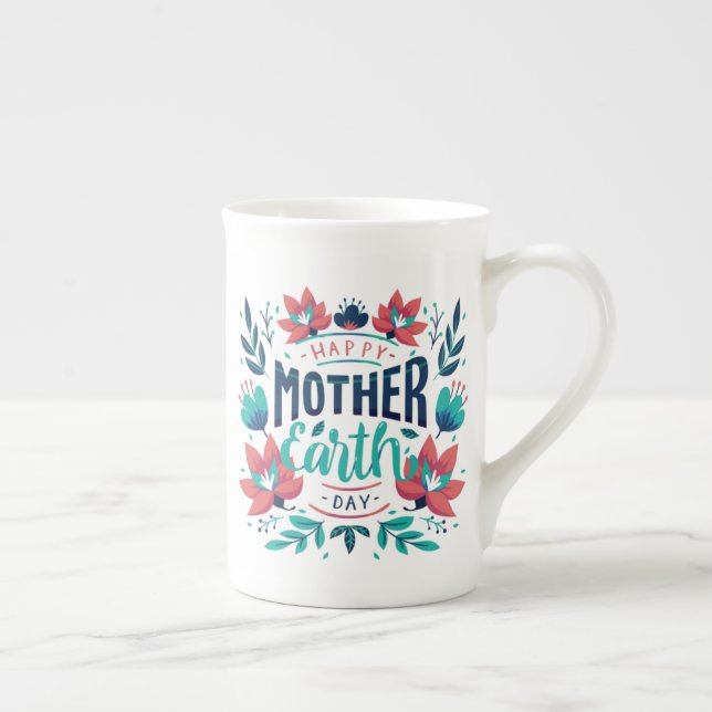 Caneca De Porcelana Design- 23184, Dia da Mãe Terra Desenhada à Mão (Direita)