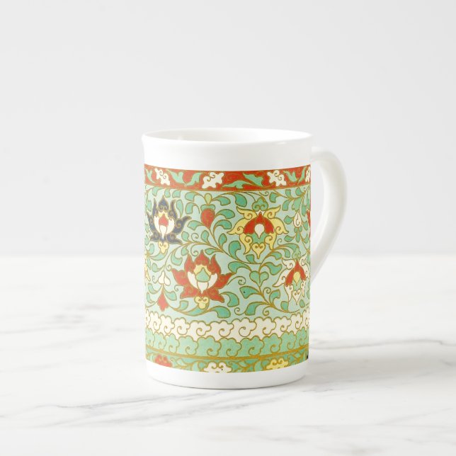 Caneca De Porcelana Design Chinês de Flor Lotus (Frente Esquerda)