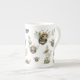 Caneca De Porcelana Design de Abelha em Aquarela Fofa Abelha Pastel