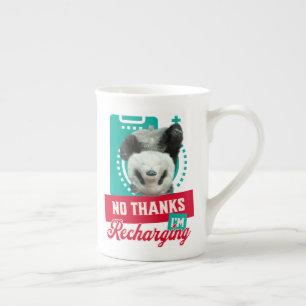 Caneca De Porcelana Design de Bateria Social de Panda com Burnout Intr