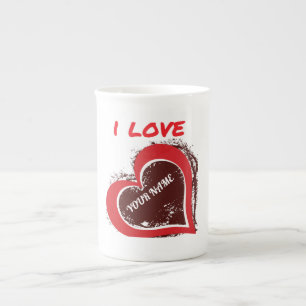 Caneca De Porcelana Design de Coração de Amor Grunge Editável – Adicio