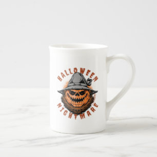 Caneca De Porcelana Design de Espantalho de Abóbora de Halloween