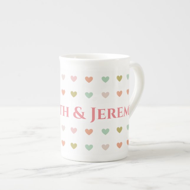 Caneca De Porcelana Design de Pastel Hearts para Personalizar (Frente Esquerda)