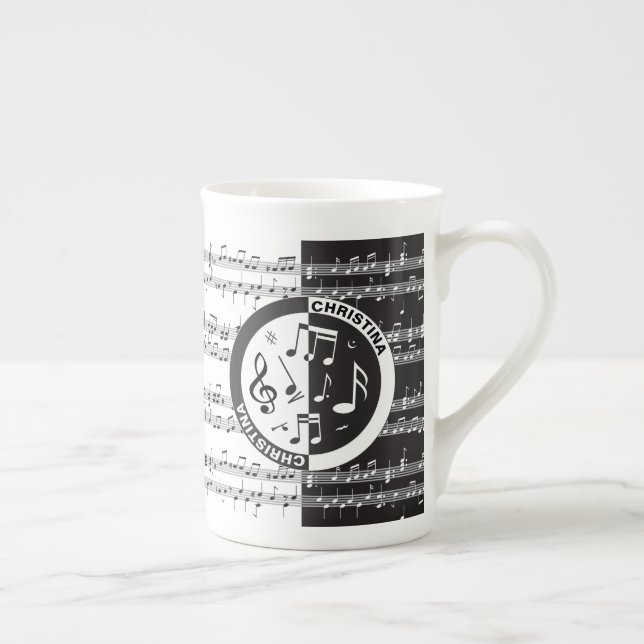 Caneca De Porcelana design de pontuação de música personalizada (Direita)