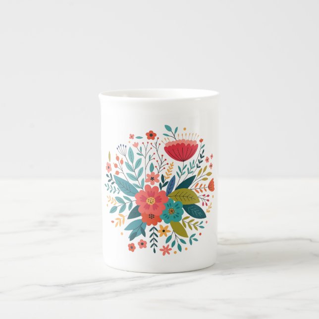 Caneca De Porcelana design floral (Frente)