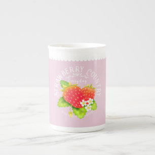 Caneca De Porcelana Design rosa do Pastel de Morango.