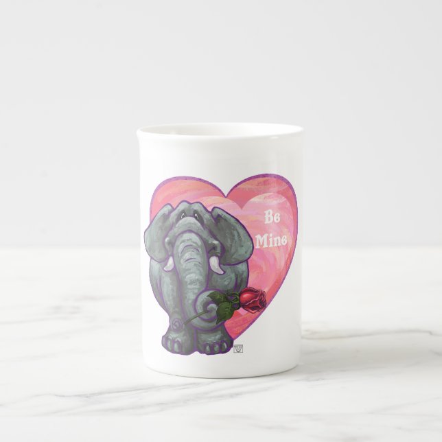 Caneca De Porcelana Dia de os namorados de elefante (Frente)