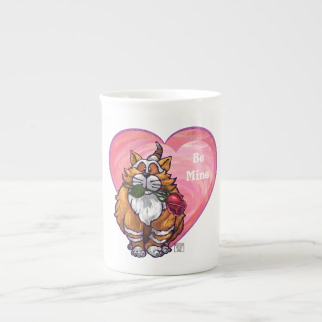 Caneca De Porcelana Dia de os namorados Ginger Cat (Frente)