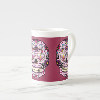 Caneca De Porcelana Dia do Crânio do Açúcar Morto Rosa