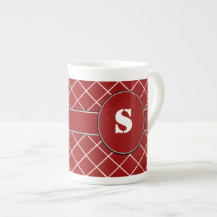 Caneca De Porcelana Diamante Vermelho Monograma