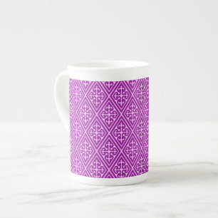 Caneca De Porcelana Diamantes Damask Medievais, roxo ametista