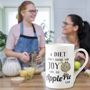 Caneca De Porcelana Dieta Engraçada ou Típica de Pizza de Apple Humo
