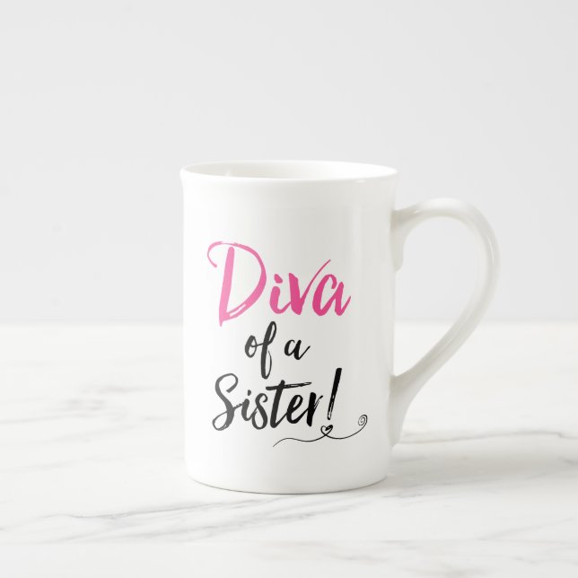 Caneca De Porcelana "DIVA de uma Irmã!" Bone China Mug (Direita)