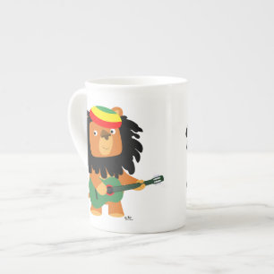 Caneca de porcelana do Leão de Sião de desenho ani
