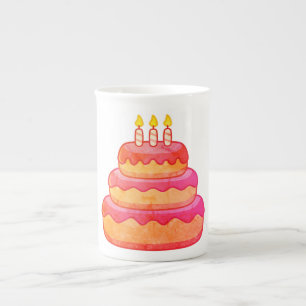 Caneca De Porcelana "Doce Aniversário Deseja Mug"