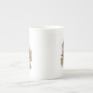 Caneca De Porcelana Dois Falcões Em um Galho Fofo