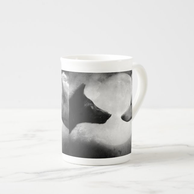 Caneca De Porcelana Dois lobos se encarando (Frente Esquerda)