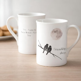 Caneca De Porcelana Dois Pássaros Sumi-E | Amizade, Sempre | Galentine