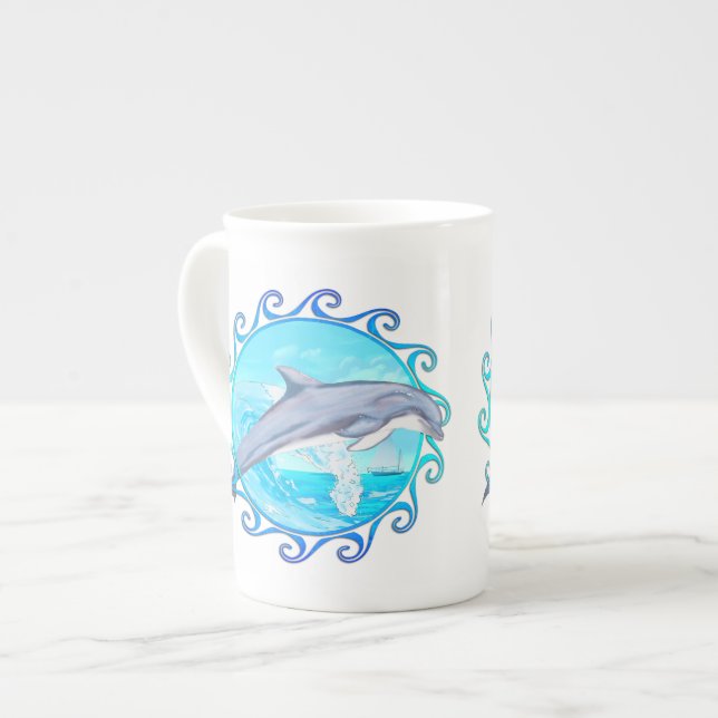 Caneca De Porcelana Dolphin Maori Sun (Frente Esquerda)