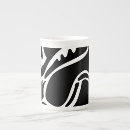 Caneca De Porcelana Doodle Abstrato Preto e Branco 4 de 8