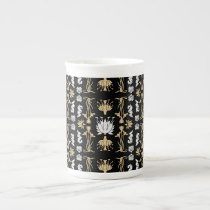 Caneca De Porcelana Dourada Retro Art Nouveau Impressão
