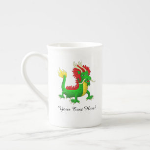 Caneca De Porcelana Dragão Azulado Chinês Moderno