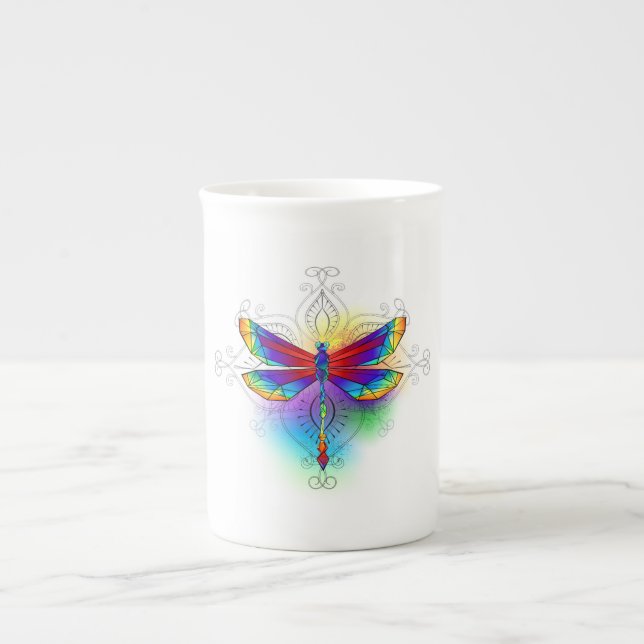 Caneca De Porcelana Dragonfly Poligonal (Frente)