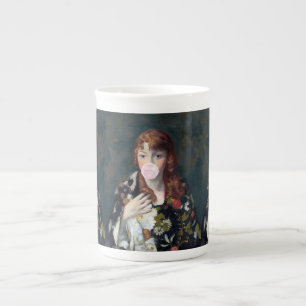 Caneca De Porcelana Edna soprando uma pastilha elástica rosa