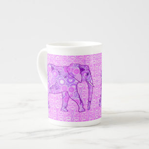 Caneca De Porcelana Elefante de espiral frontal - roxo e orquídea