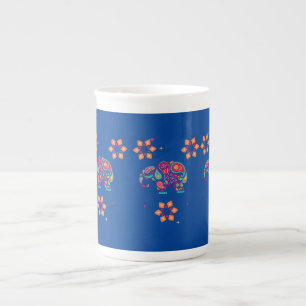 Caneca De Porcelana elefante índio Diwali mandala