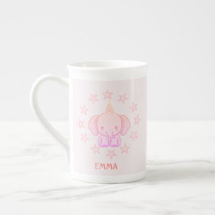 Caneca De Porcelana Elefante Rosa Fofo Personalizado