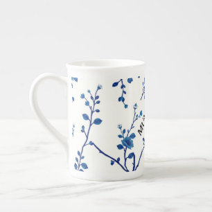 Caneca De Porcelana Elegância em Porcelana Azul de Salgueiro Moderna