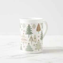 Caneca De Porcelana Elegante Saga verde Árvores de Natal