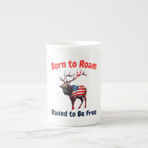 Caneca De Porcelana Elk Flag America
