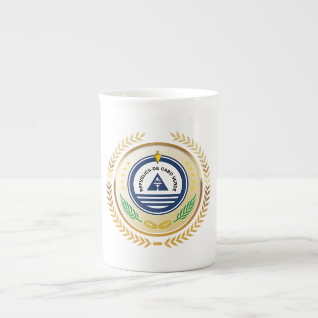 Caneca De Porcelana Emblema Nacional de Cabo Verde (Frente)
