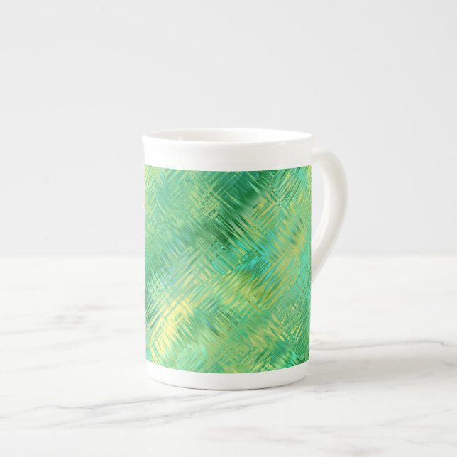 Caneca De Porcelana Emerald Green Glassy Texture (Frente Esquerda)