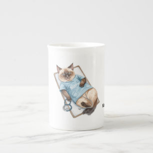 Caneca De Porcelana Enfermeira tira soneca para os gatinhos