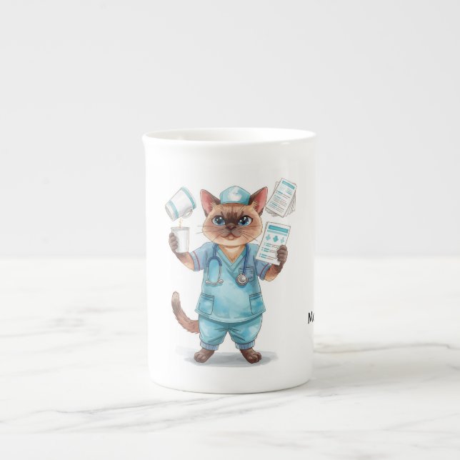 Caneca De Porcelana Enfermeira tomando café (Frente)
