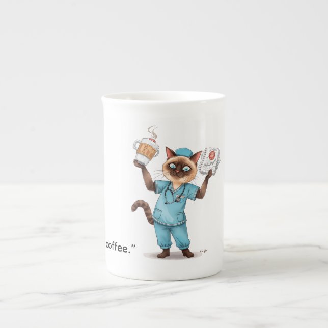 Caneca De Porcelana Enfermeira tomando café Break (Frente)