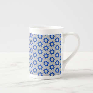 Caneca De Porcelana Engenheiro Mecânico de Engrenagens Azuis Cinzas Me