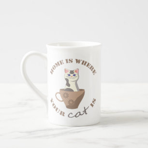 Caneca De Porcelana Engraçado texto Lar é onde seu gato está no copo