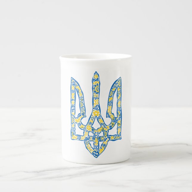 Caneca De Porcelana Énica nacional ucraniana emblem trident trizub (Frente)