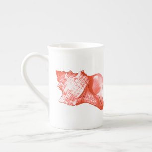 Caneca De Porcelana Esboço do escudo do Conch - o coral, descasca o