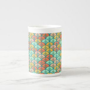Caneca De Porcelana Escala de Peixes Geométricos Modernos Coloridos