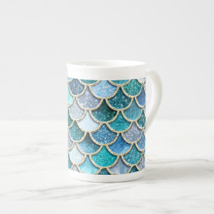 Caneca De Porcelana Escalas de Sereia de Silver Sparkle Glitter