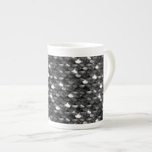 Caneca De Porcelana Escalas Pretas e Brancas de Queda