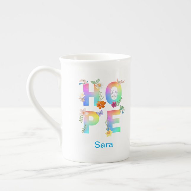 Caneca De Porcelana Esperança de inspiração motivacional artística pos (Esquerda)